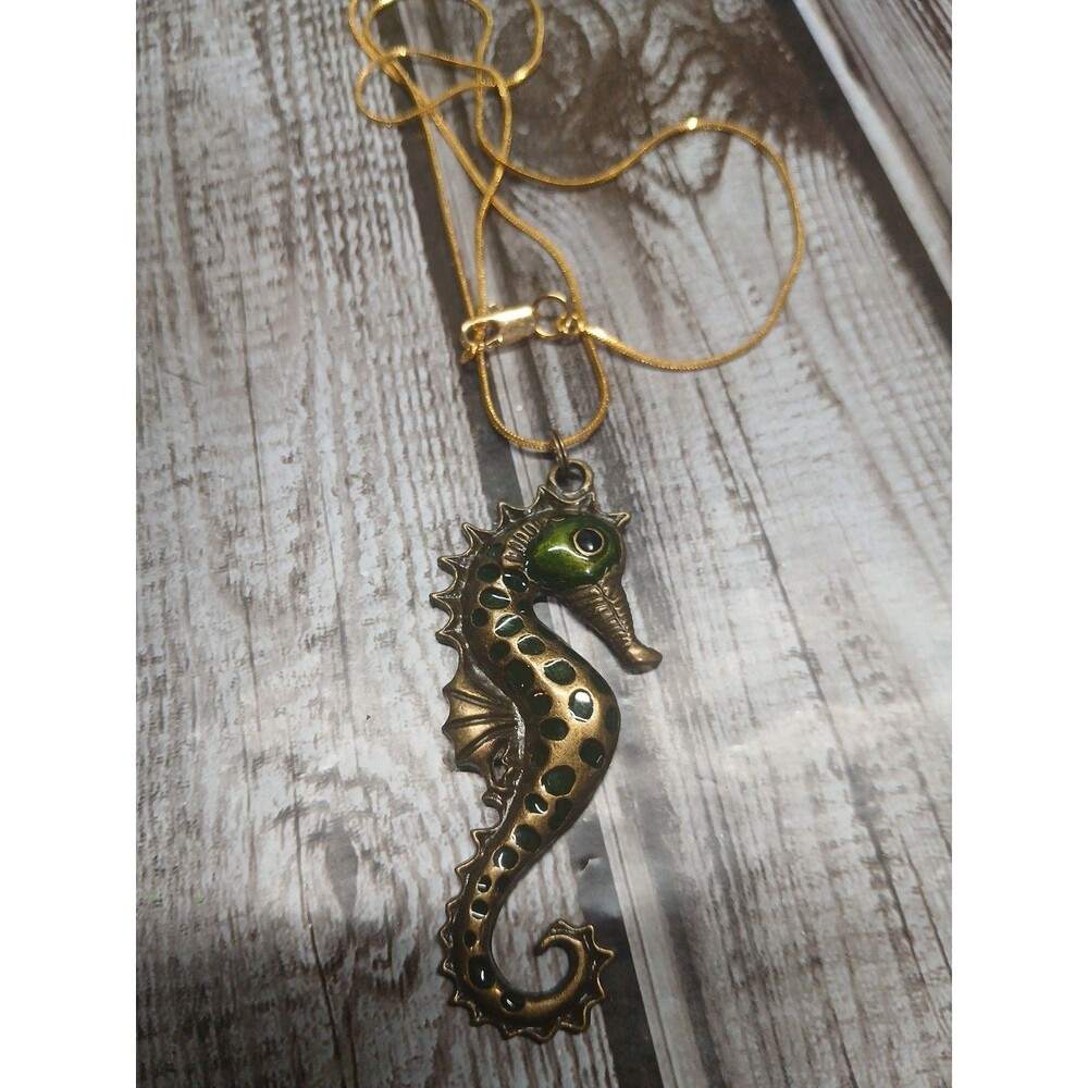 Seahorse Charm Necklace – Whimsical Ocean Charm Jewelry 22 Inch Chain